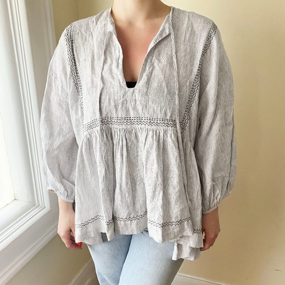 Wiggy Kit Striped Linen "Libertine" Top, size Large - Picture 1 of 7